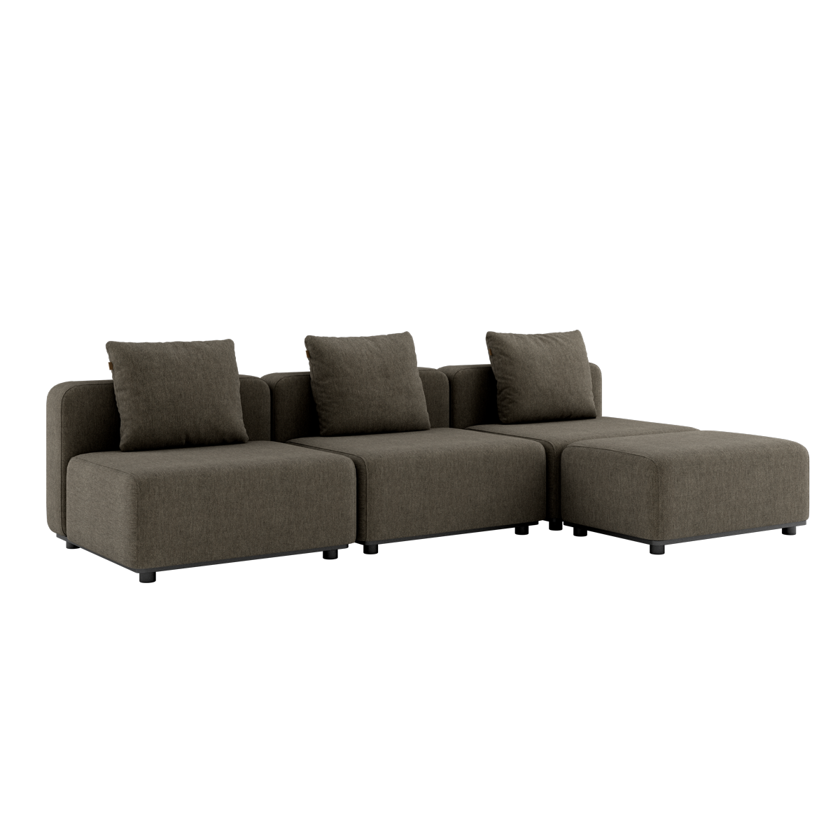 Cobana Lounge Sofa in Braun ohne Armlehnen mit Hocker, modernes Outdoor - Modulsofa aus Aluminium und Olefin. | Cobana Lounge Sofa - 3 seater - Cobana Brown Ohne Armlehnen Mit Hocker | SACKit