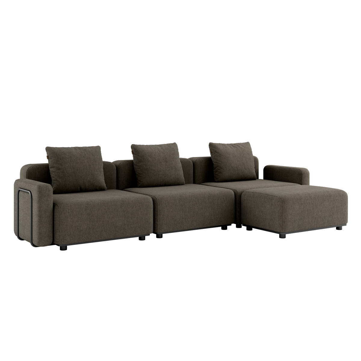 Cobana Lounge Sofa 3 - Sitzer in Braun mit Armlehnen und Hocker, modernes Outdoor - Sofa aus Aluminiumrahmen. | Cobana Lounge Sofa - 3 seater - Cobana Brown Mit Armlehnen Mit Hocker | SACKit