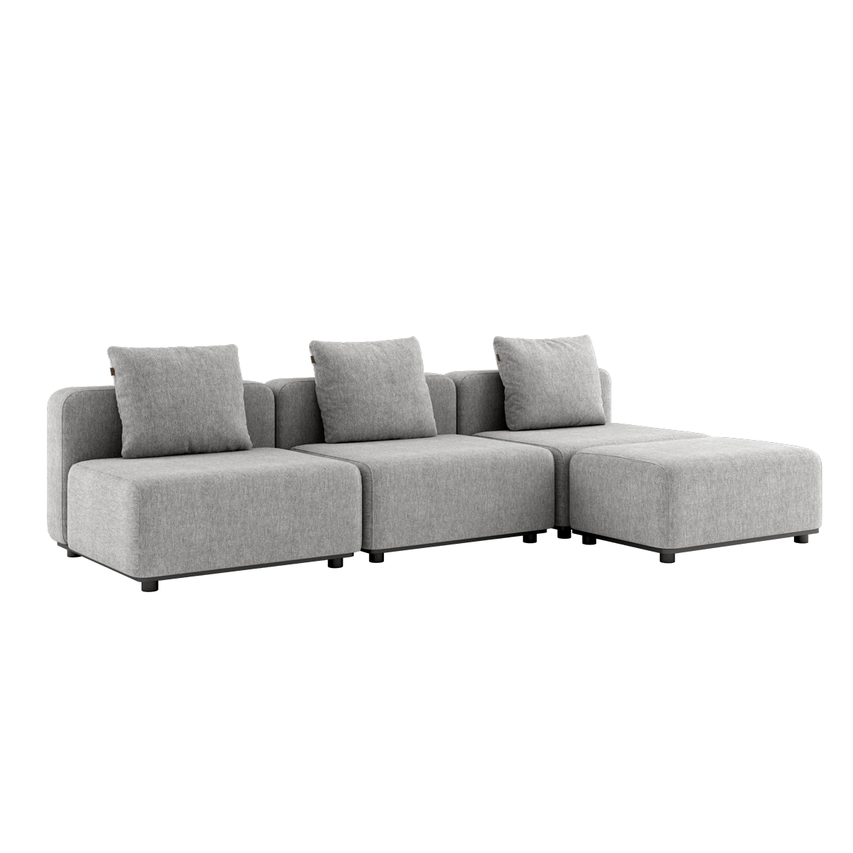 Cobana Lounge Sofa 3 - Sitzer in Sand Melange ohne Armlehnen mit Hocker, modernes Outdoor - Modulsofa | Cobana Lounge Sofa - 3 seater - Cobana Sand Melange Ohne Armlehnen Mit Hocker | SACKit