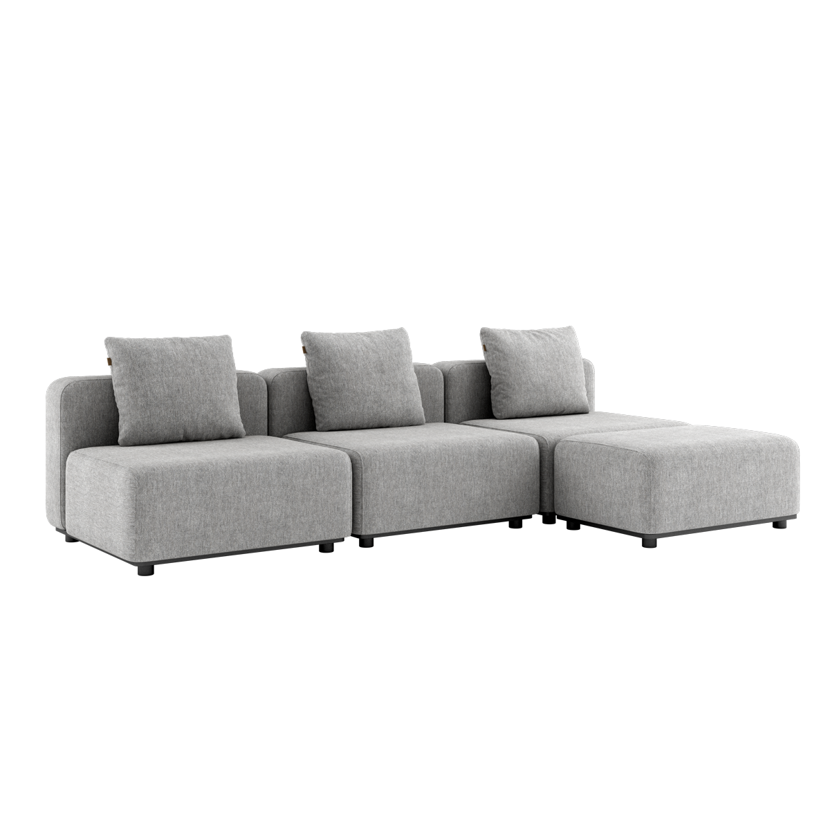 Cobana Lounge Sofa 3 - Sitzer in Sand Melange ohne Armlehnen mit Hocker, modernes Outdoor - Modulsofa | Cobana Lounge Sofa - 3 seater - Cobana Sand Melange Ohne Armlehnen Mit Hocker | SACKit