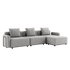 Cobana Lounge Sofa 3-Sitzer in Sand Melange mit Armlehnen und Hocker aus pulverbeschichtetem Aluminium.