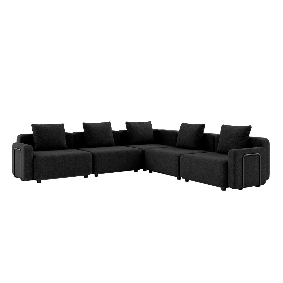 Schwarzes Cobana Lounge Sofa mit fünf Sitzmodulen und Armlehnen, Ecksofa für den Außenbereich | Cobana Lounge Sofa - 5 seater corner sofa - Cobana Black Mit Armlehnen | SACKit