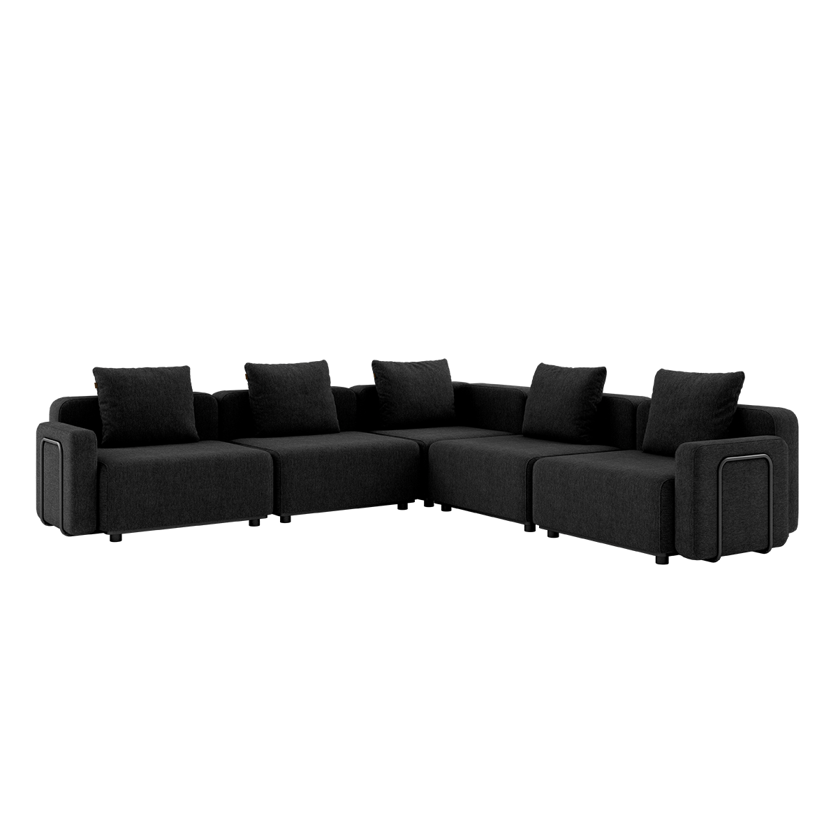 Schwarzes Cobana Lounge Sofa mit fünf Sitzmodulen und Armlehnen, Ecksofa für den Außenbereich | Cobana Lounge Sofa - 5 seater corner sofa - Cobana Black Mit Armlehnen | SACKit