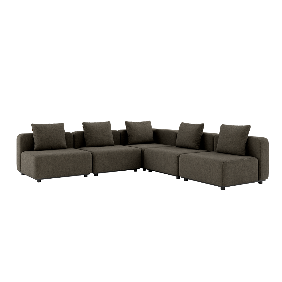 Eckiges Cobana Lounge Sofa in Braun ohne Armlehnen, modulare Outdoor - Sitzgruppe aus Aluminium und Olefinfasern | Cobana Lounge Sofa - 5 seater corner sofa - Cobana Brown Ohne Armlehnen | SACKit