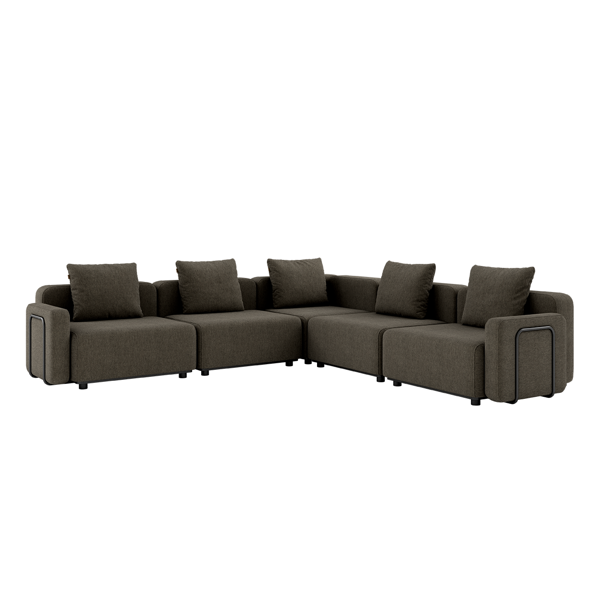 Cobana Lounge Sofa 5 - Sitzer Ecksofa in Braun mit Armlehnen, modernes Outdoor - Modulsofa aus Aluminium und Olefinfasern | Cobana Lounge Sofa - 5 seater corner sofa - Cobana Brown Mit Armlehnen | SACKit