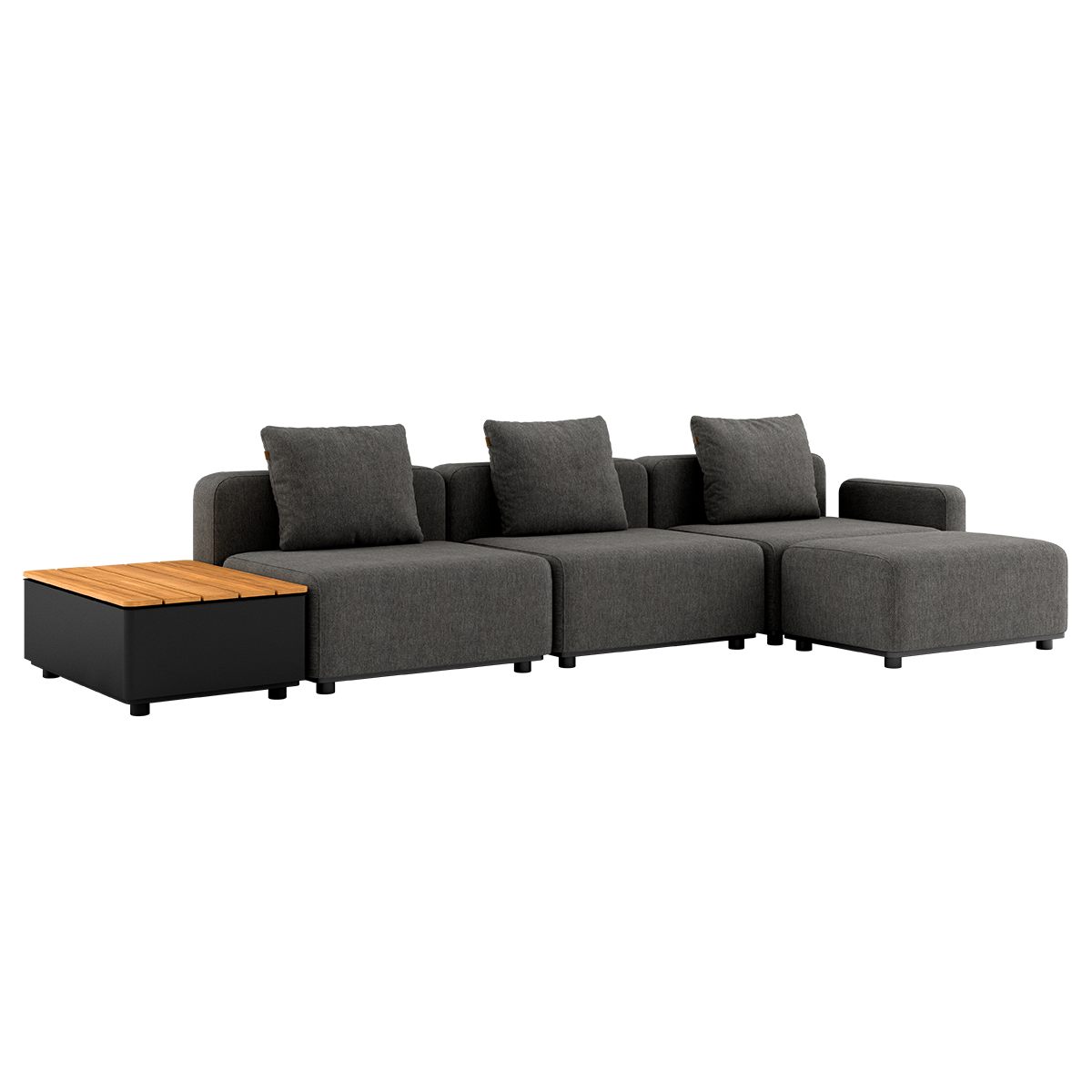 Cobana Lounge Sofa in Cobana Grey mit Hocker und Patio Storage Table aus Aluminium und Teakholz | Cobana Lounge Sofa - 3 seater w/ Patio Storage Table - Cobana Grey Mit Hocker | SACKit