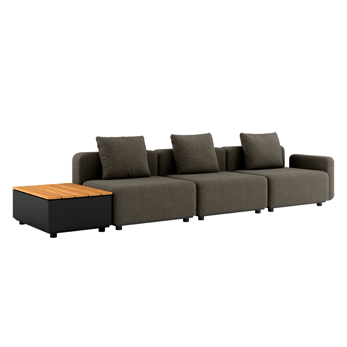 Cobana Lounge Sofa - 3 seater w/ Patio Storage Table | Cobana Lounge Sofa - 3 seater w/ Patio Storage Table - Cobana Brown Mit Armlehnen Ohne Hocker | SACKit