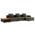 Cobana Lounge Sofa 3 - Sitzer in Cobana Brown mit Hocker und Patio Storage Table aus Aluminium und Teakholz | Cobana Lounge Sofa - 3 seater w/ Patio Storage Table - Cobana Brown Mit Hocker | SACKit