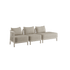 Kirra Lounge Sofa 3-Sitzer mit offenem Ende links in sandfarbenem Olefin-Gewebe und pulverbeschichtetem Aluminiumrahmen