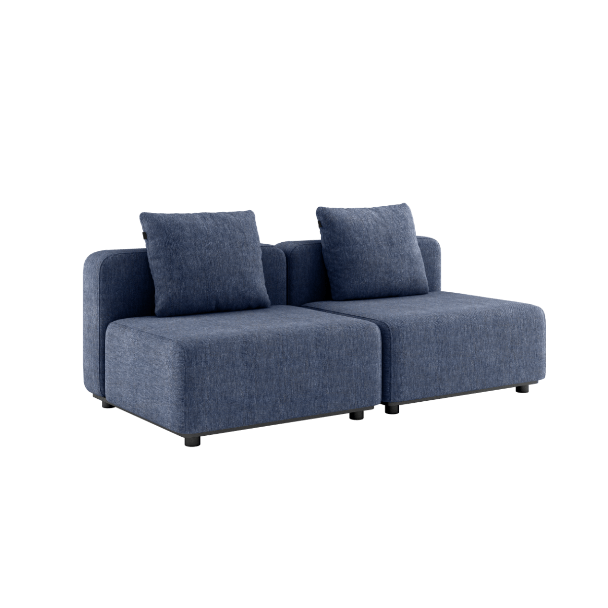 Cobana Lounge Sofa 2-Sitzer in Kirra Indigo ohne Armlehnen und Hocker, modular und outdoor geeignet.