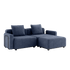 Cobana Lounge Sofa 2-Sitzer in Kirra Indigo mit Armlehnen und Hocker aus pulverbeschichtetem Aluminium.