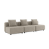 Dreisitziges Cobana Lounge Sofa in Kirra Sand ohne Armlehnen und Hocker, modular aufgebaut.