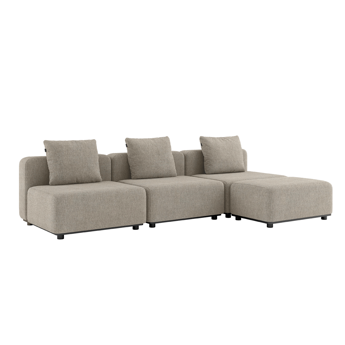 Cobana Lounge Sofa 3-Sitzer in Kirra Sand ohne Armlehnen mit Hocker, modular und outdoor geeignet.