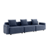 Dreisitziges Cobana Lounge Sofa in Kirra Indigo mit Armlehnen, ohne Hocker, für den Außenbereich.