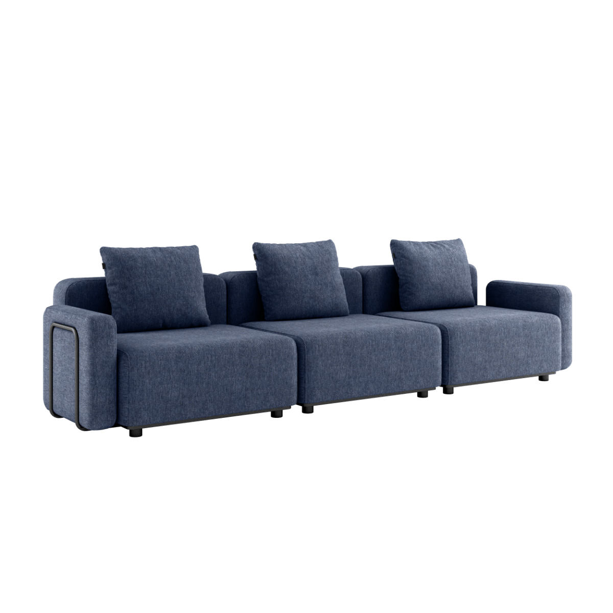 Kirra Indigo Cobana Lounge Sofa mit Armlehnen, dreisitzig, ohne Hocker, skandinavisches Design, Outdoor geeignet | Cobana Lounge Sofa - 3 seater - Kirra Indigo Mit Armlehnen Ohne Hocker | SACKit