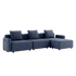 Dreisitziges Cobana Lounge Sofa in Kirra Indigo mit Armlehnen und Hocker, skandinavisches Design, Outdoor. | Cobana Lounge Sofa - 3 seater - Kirra Indigo Mit Armlehnen Mit Hocker | SACKit