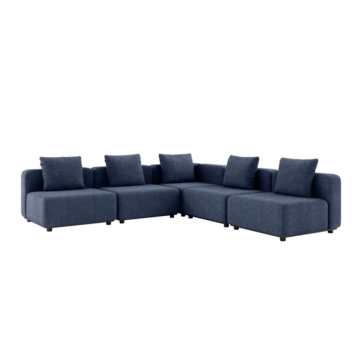 Modulares Cobana Lounge Sofa in Kirra Indigo ohne Armlehnen, 5-sitzige Ecklösung aus wetterfestem Material
