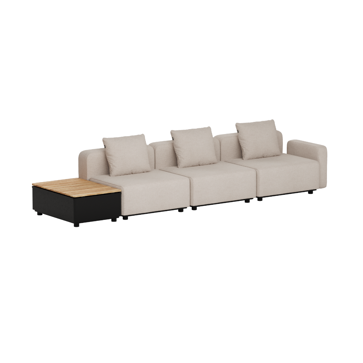 Cobana Lounge Sofa - 3 seater w/ Patio Storage Table | Cobana Lounge Sofa - 3 seater w/ Patio Storage Table - Kirra Sand Mit Armlehnen Ohne Hocker | SACKit
