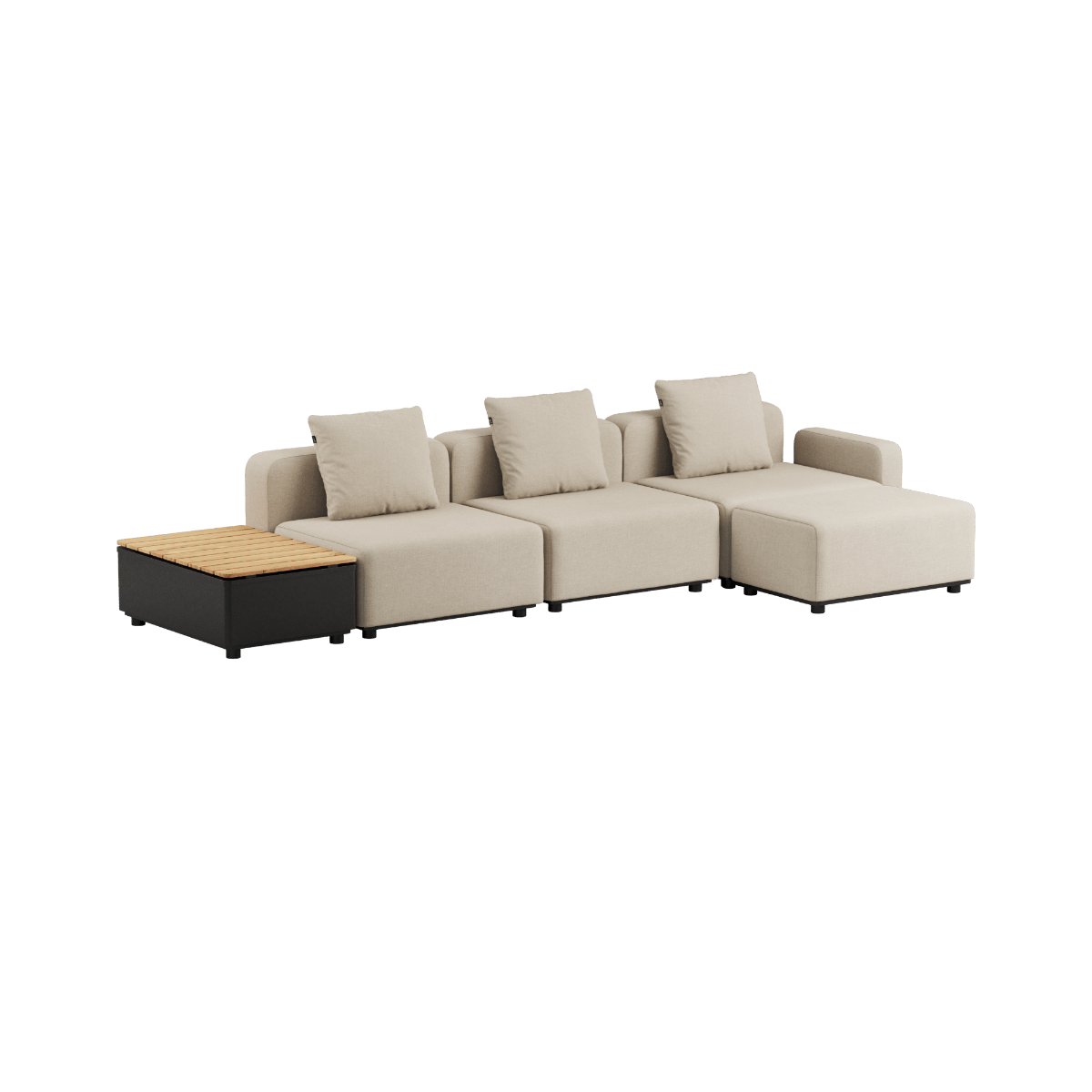 Cobana Lounge Sofa - 3 seater w/ Patio Storage Table | Cobana Lounge Sofa - 3 seater w/ Patio Storage Table - Kirra Sand Mit Armlehnen Mit Hocker | SACKit