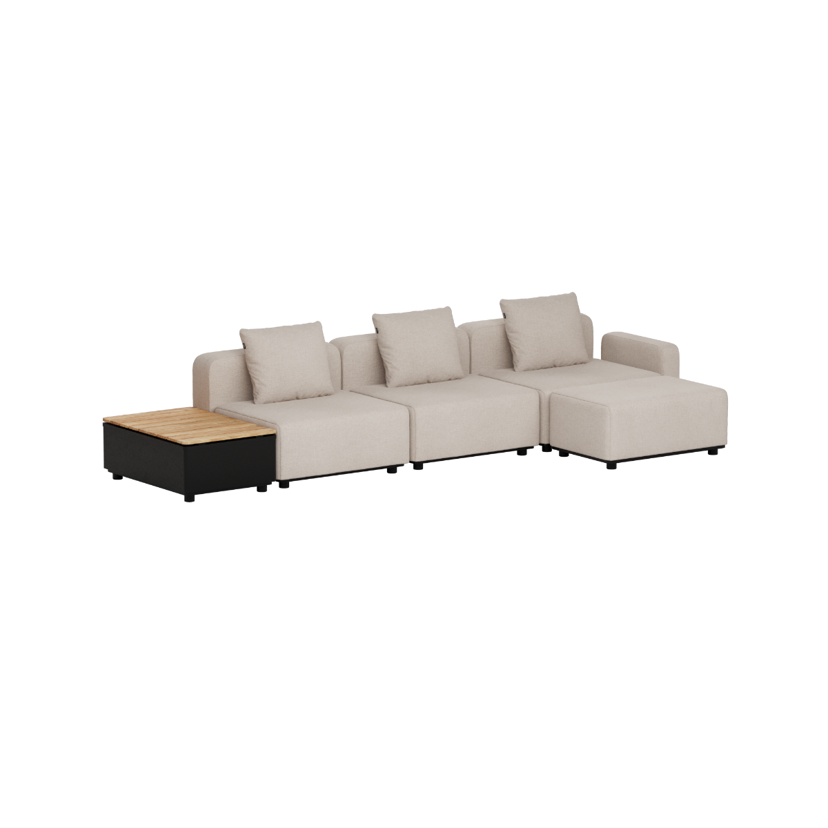 Cobana Lounge Sofa - 3 seater w/ Patio Storage Table | Cobana Lounge Sofa - 3 seater w/ Patio Storage Table - Kirra Sand Mit Armlehnen Mit Hocker | SACKit