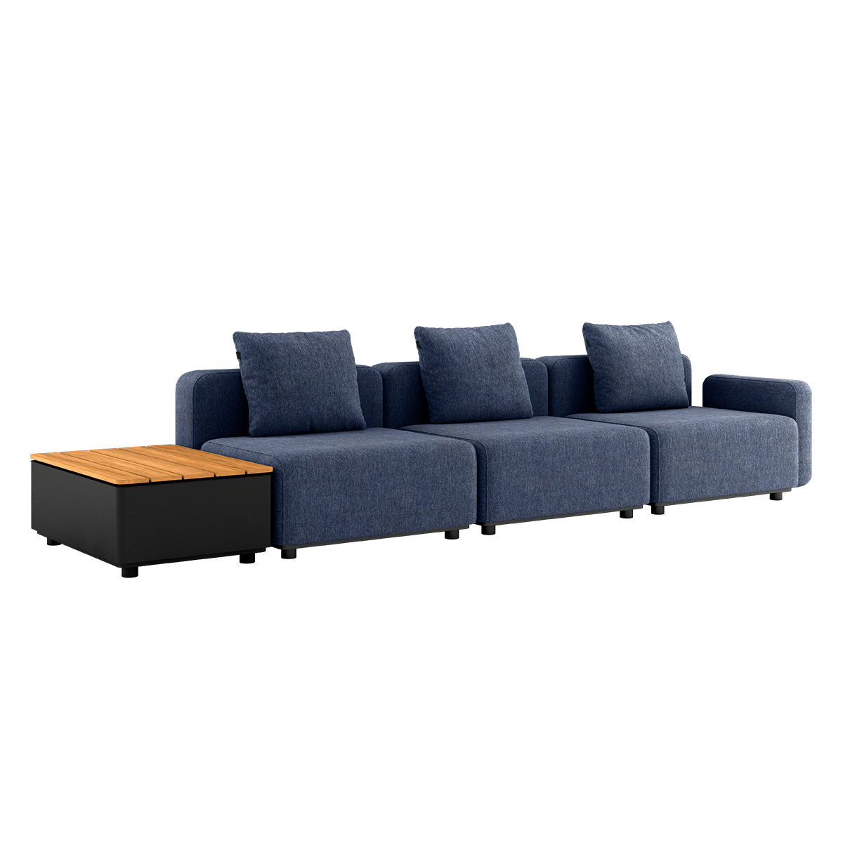Cobana Lounge Sofa 3 - Sitzer in Kirra Indigo mit Patio Storage Table ohne Hocker, modernes Outdoor - Design | Cobana Lounge Sofa - 3 seater w/ Patio Storage Table - Kirra Indigo Ohne Hocker | SACKit