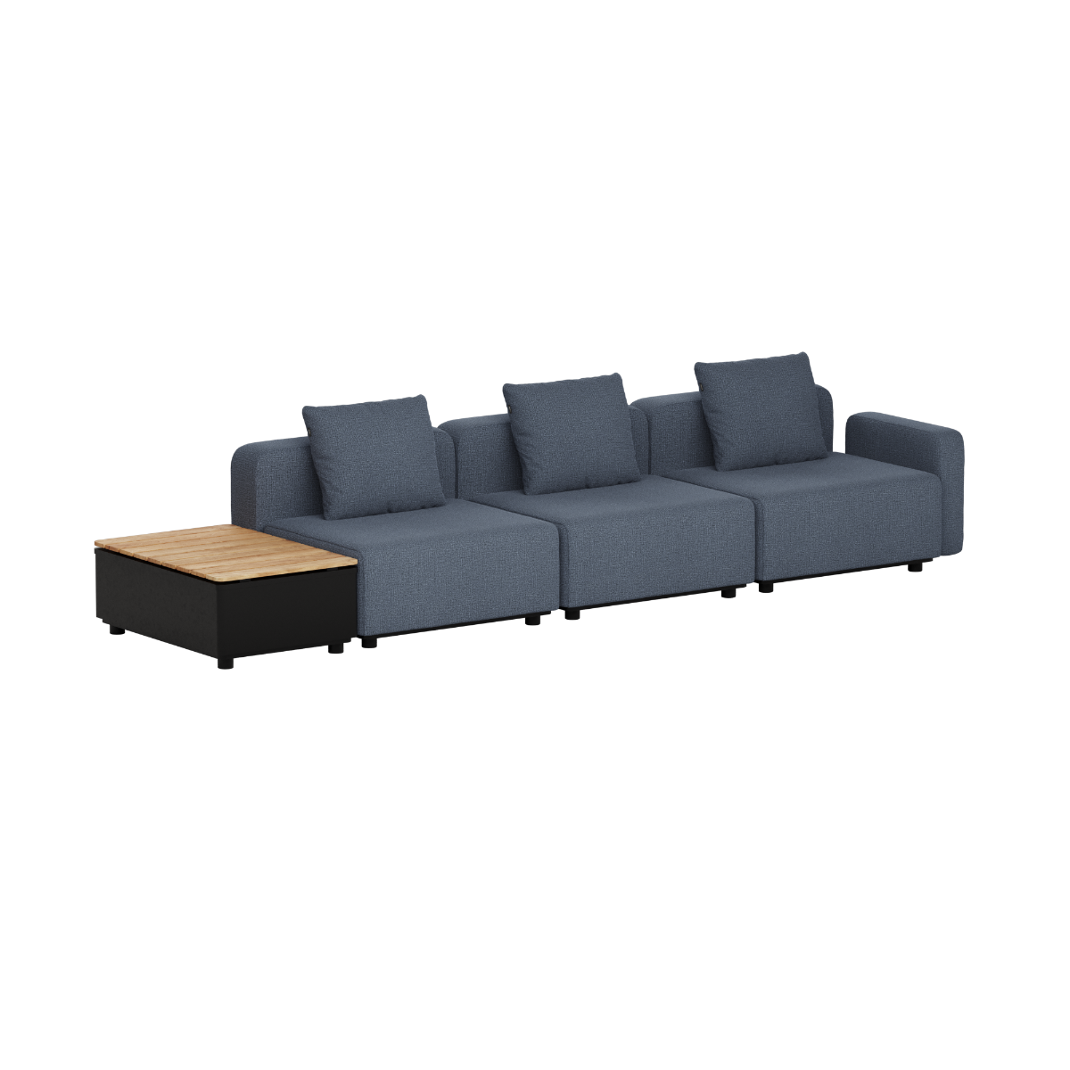 Cobana Lounge Sofa - 3 seater w/ Patio Storage Table | Cobana Lounge Sofa - 3 seater w/ Patio Storage Table - Kirra Indigo Mit Armlehnen Ohne Hocker | SACKit