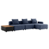 Cobana Lounge Sofa in Kirra Indigo mit Hocker und Patio Storage Table aus Aluminium und Teakholz. | Cobana Lounge Sofa - 3 seater w/ Patio Storage Table - Kirra Indigo Mit Hocker | SACKit