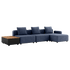 Cobana Lounge Sofa in Kirra Indigo mit Hocker und Patio Storage Table aus Aluminium und Teakholz. | Cobana Lounge Sofa - 3 seater w/ Patio Storage Table - Kirra Indigo Mit Hocker | SACKit
