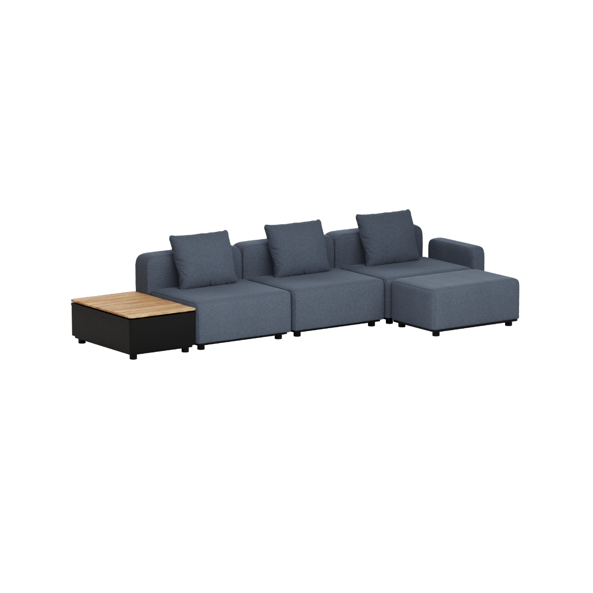 Cobana Lounge Sofa - 3 seater w/ Patio Storage Table | Cobana Lounge Sofa - 3 seater w/ Patio Storage Table - Kirra Indigo Mit Armlehnen Mit Hocker | SACKit
