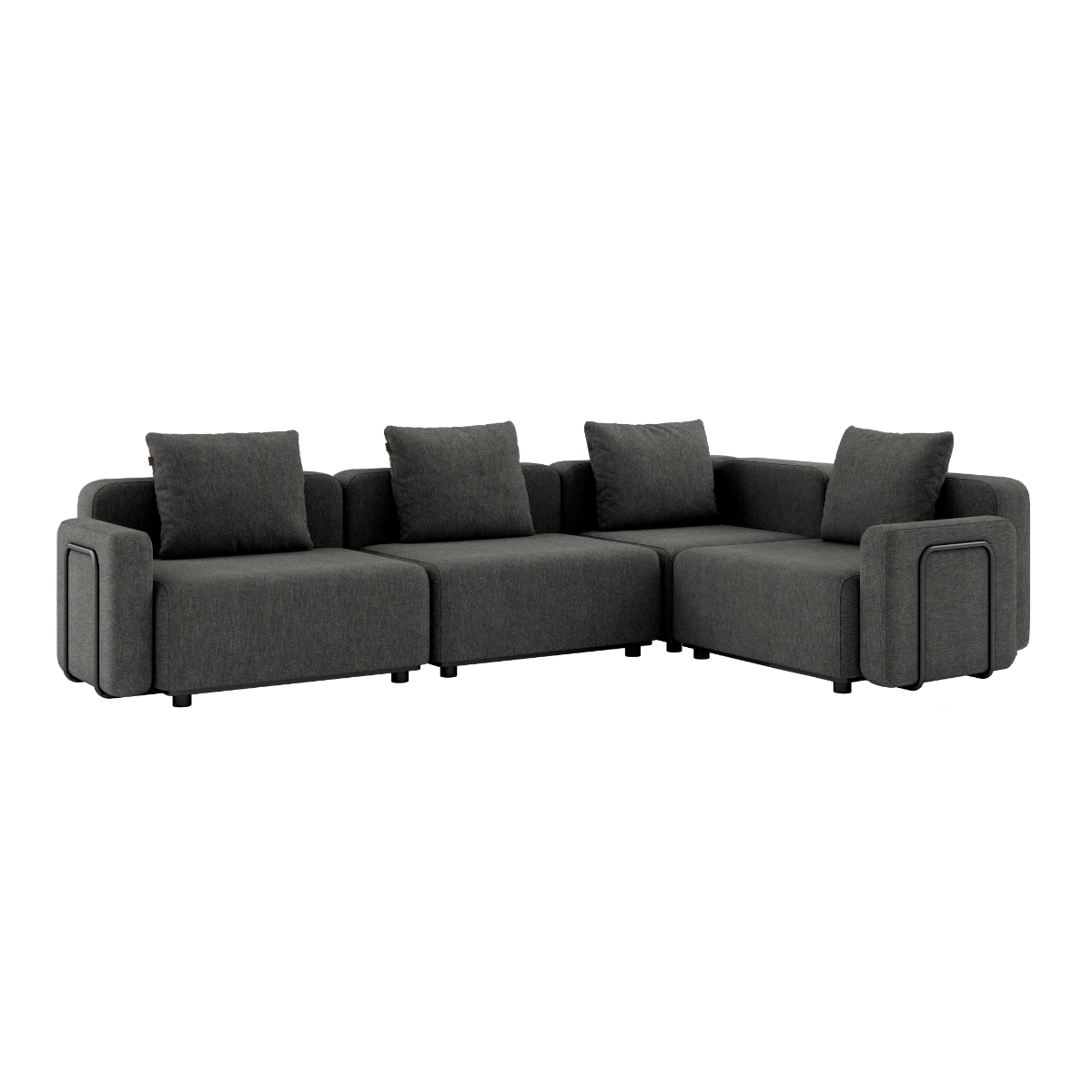 Cobana Lounge Sofa in Grau mit Armlehnen, 4 - Sitzer Ecksofa aus pulverbeschichtetem Aluminium und Olefinfasern. | Cobana Lounge Sofa - 4 seater corner sofa - Cobana Grey Mit Armlehnen | SACKit