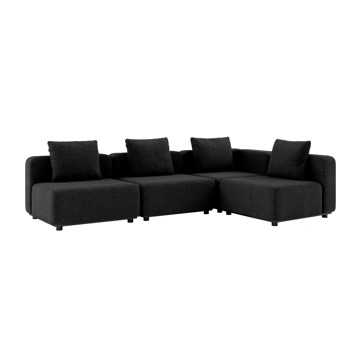 Schwarzes Cobana Lounge Sofa ohne Armlehnen, 4-Sitzer Ecksofa aus pulverbeschichtetem Aluminium und wasserabweisendem Stoff
