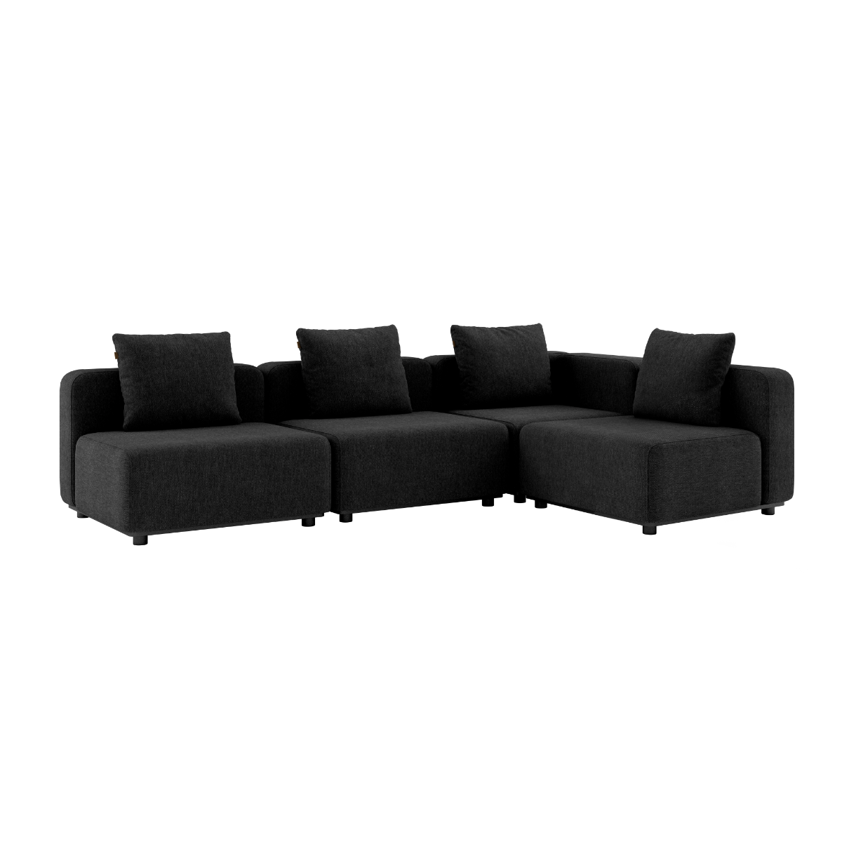 Schwarzes Cobana Lounge Sofa ohne Armlehnen, 4 - sitzige Eckkombination aus pulverbeschichtetem Aluminiumrahmen. | Cobana Lounge Sofa - 4 seater corner sofa - Cobana Black Ohne Armlehnen | SACKit