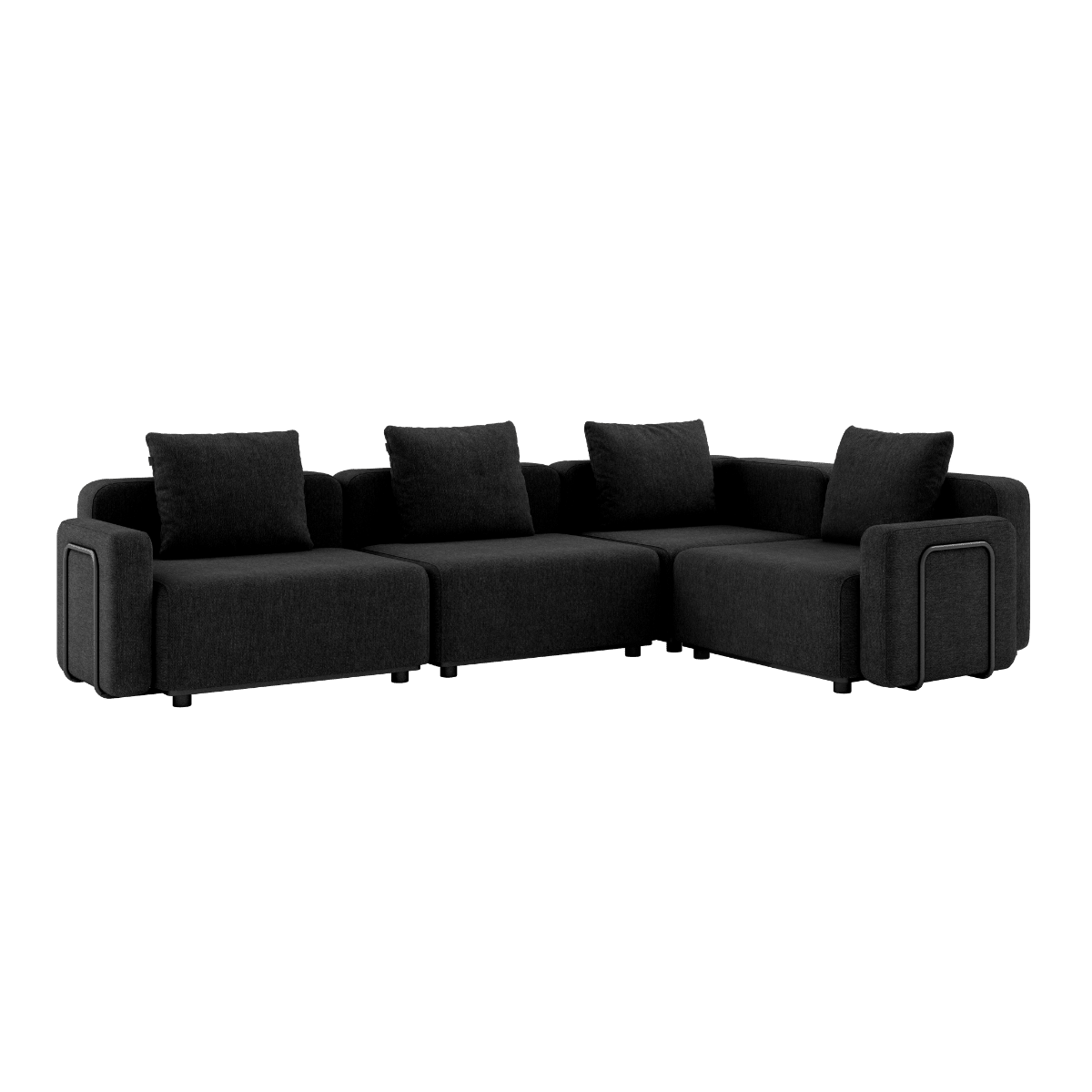 Cobana Lounge Sofa 4 - Sitzer Ecksofa in Schwarz mit Armlehnen, pulverbeschichteter Aluminiumrahmen, Outdoor - Möbel | Cobana Lounge Sofa - 4 seater corner sofa - Cobana Black Mit Armlehnen | SACKit
