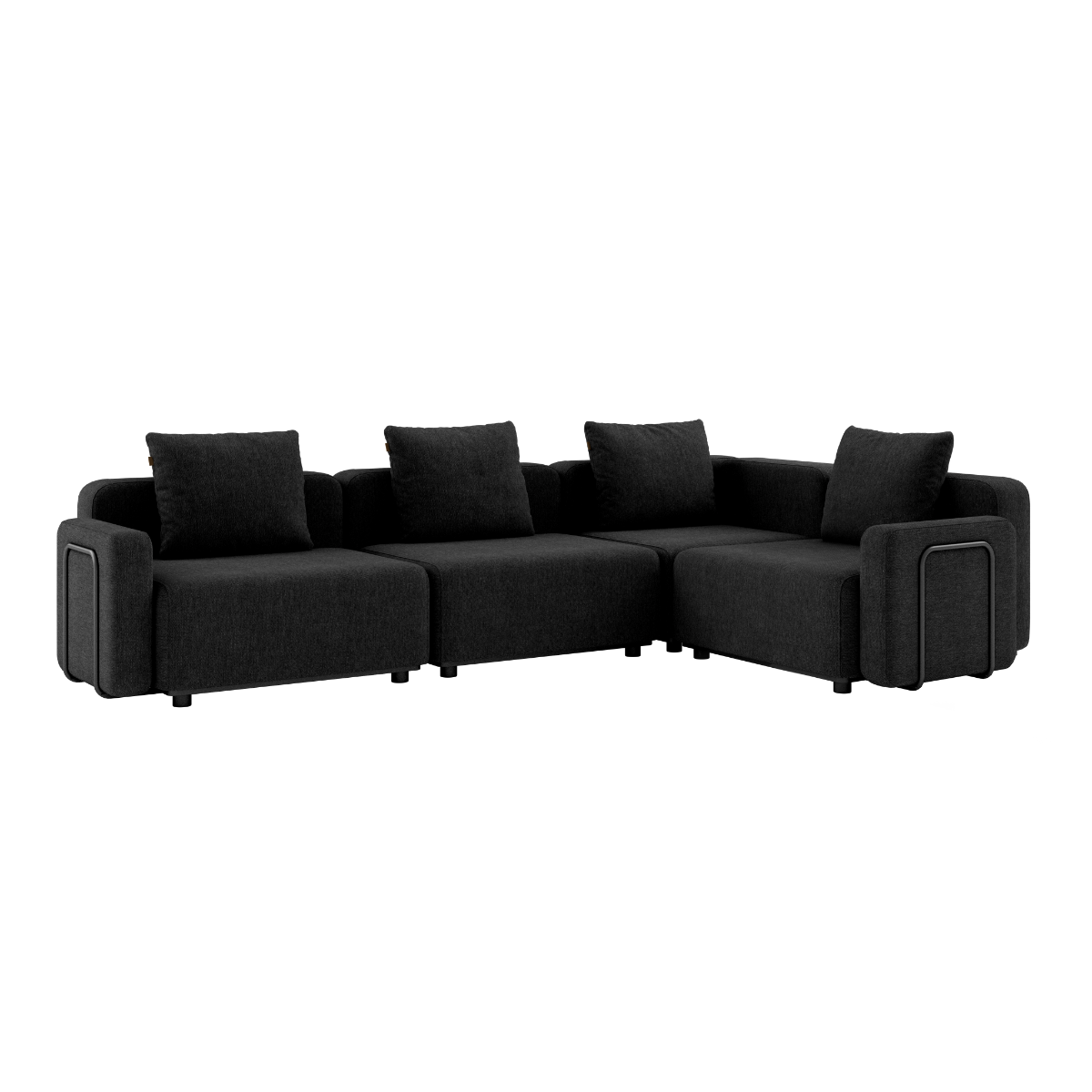 Cobana Lounge Sofa 4 - Sitzer Ecksofa in Schwarz mit Armlehnen, pulverbeschichteter Aluminiumrahmen, Outdoor - Möbel | Cobana Lounge Sofa - 4 seater corner sofa - Cobana Black Mit Armlehnen | SACKit