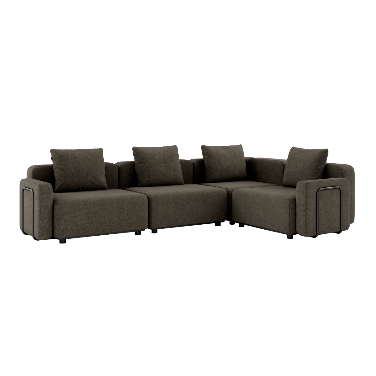 Cobana Lounge Sofa in Braun mit Armlehnen, 4-Sitzer Ecksofa aus pulverbeschichtetem Aluminium und wasserabweisendem Stoff