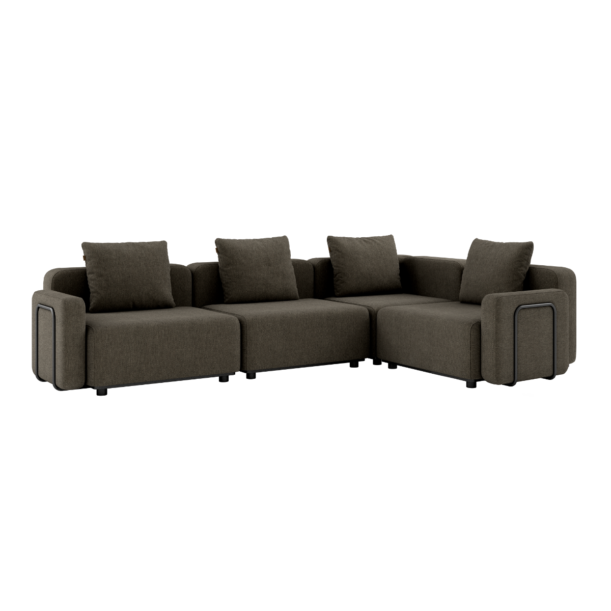 Cobana Lounge Sofa 4 - Sitzer Ecksofa in Braun mit Armlehnen aus pulverbeschichtetem Aluminium und Olefinfasern | Cobana Lounge Sofa - 4 seater corner sofa - Cobana Brown Mit Armlehnen | SACKit