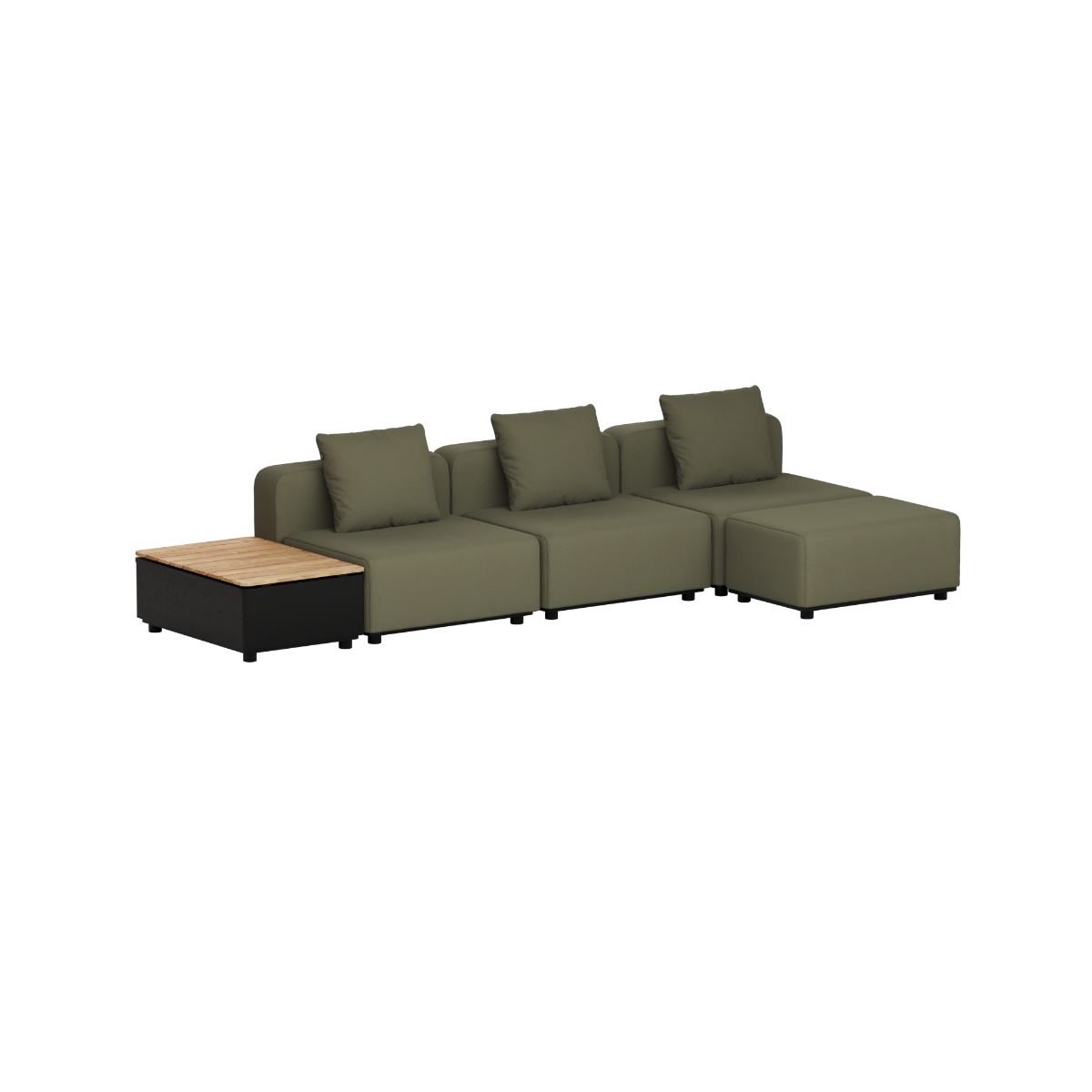 Cobana Lounge Sofa - 3 seater w/ Patio Storage Table | Cobana Lounge Sofa - 3 seater w/ Patio Storage Table - Kirra Olive Ohne Armlehnen Mit Hocker | SACKit