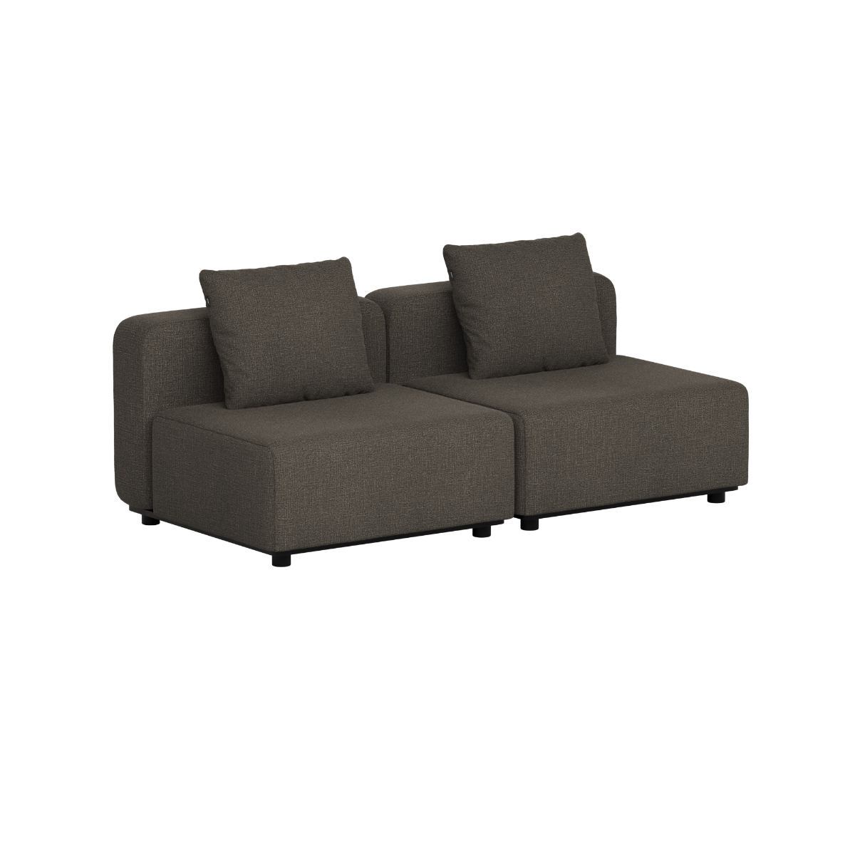 Dunkelgraues modulares Cobana Lounge Sofa für zwei Personen mit zwei Rückenkissen von sackit für stilvolle Außenbereiche und nordisches Wetter