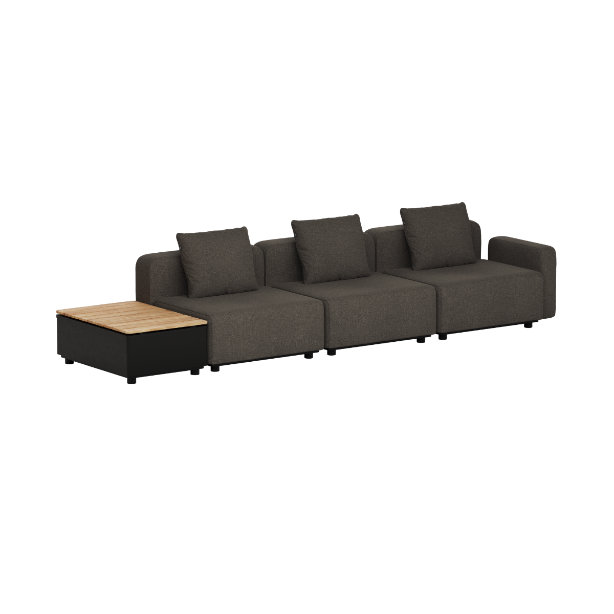 Cobana Lounge Sofa - 3 seater w/ Patio Storage Table | Cobana Lounge Sofa - 3 seater w/ Patio Storage Table - Kirra Noir Mit Armlehnen Ohne Hocker | SACKit