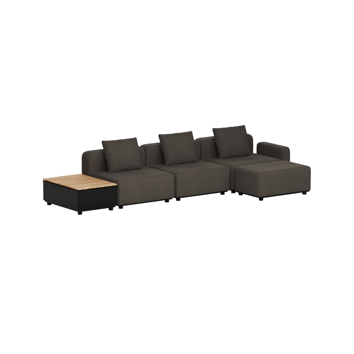 Cobana Lounge Sofa - 3 seater w/ Patio Storage Table | Cobana Lounge Sofa - 3 seater w/ Patio Storage Table - Kirra Noir Mit Armlehnen Mit Hocker | SACKit