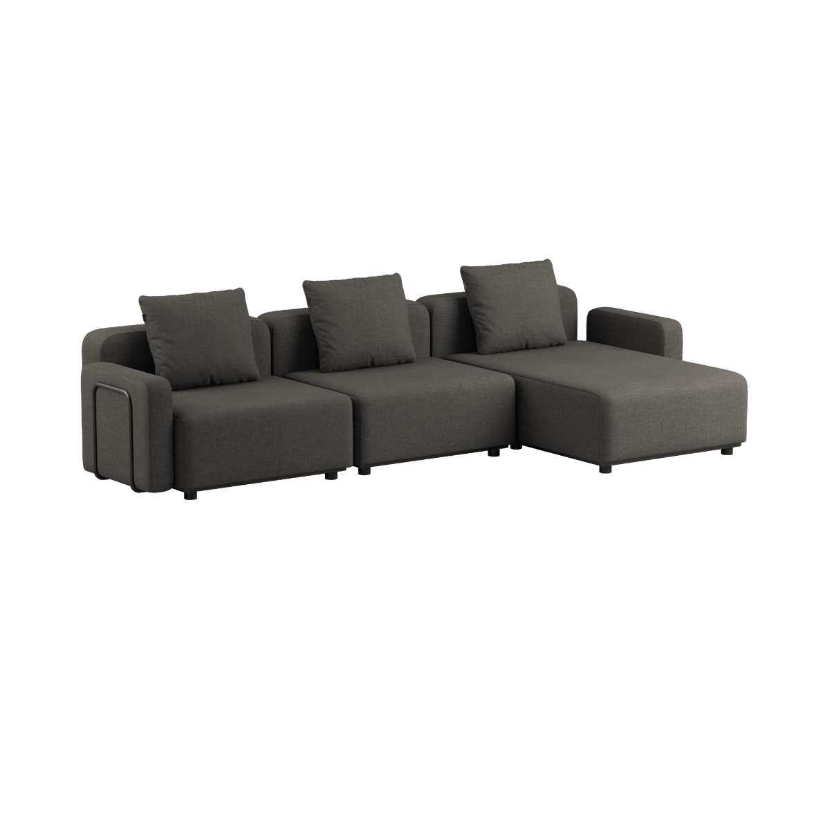 Schwarzes Cobana Lounge Sofa mit Chaiselongue, pulverbeschichteter Aluminiumrahmen und wasserabweisendem Textil | Cobana Lounge Sofa - 3 Seater Chaise - Kirra Olive Ohne Armlehnen | SACKit