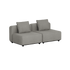 Graues zweisitziges Outdoor Sofa von sackit mit klaren skandinavischen Linien und zwei Rückenkissen für Garten Terrasse oder Balkon