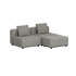 Graues modulares Outdoor Sofa für zwei Personen mit klaren skandinavischen Linien und weichen Rückenkissen von sackit für Garten Terrasse und Balkon