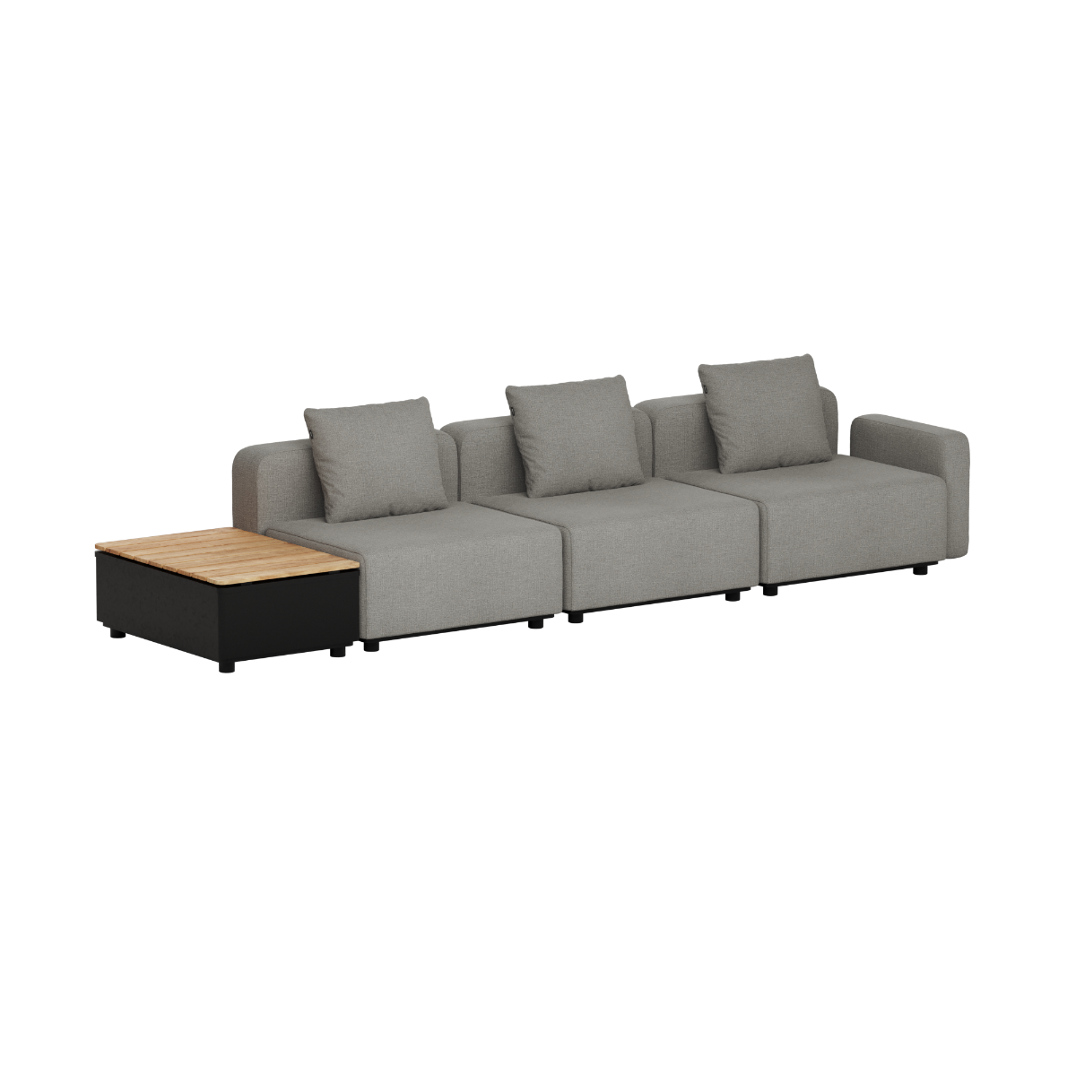 Cobana Lounge Sofa - 3 seater w/ Patio Storage Table | Cobana Lounge Sofa - 3 seater w/ Patio Storage Table - Kirra Grey Mit Armlehnen Ohne Hocker | SACKit