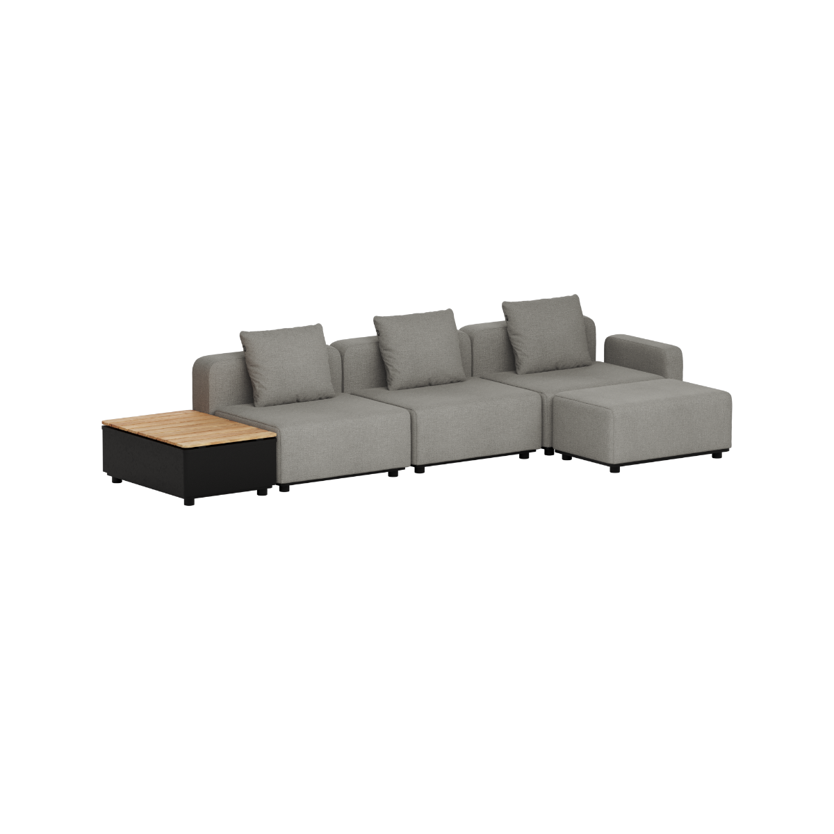 Cobana Lounge Sofa - 3 seater w/ Patio Storage Table | Cobana Lounge Sofa - 3 seater w/ Patio Storage Table - Kirra Grey Mit Armlehnen Mit Hocker | SACKit