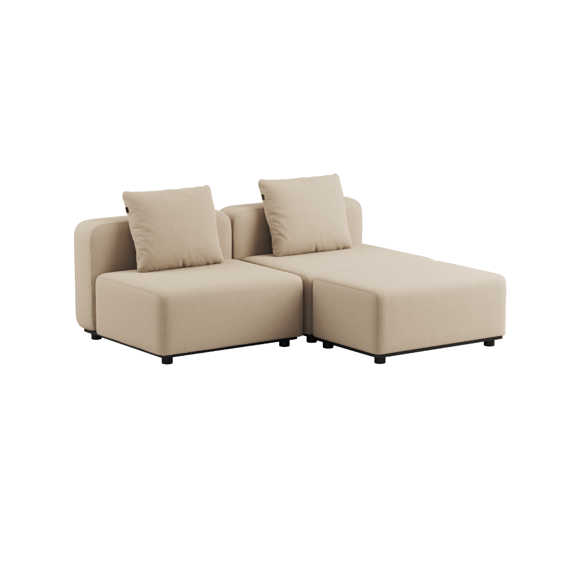 Schwarzes Cobana Lounge Sofa 2 - Sitzer aus pulverbeschichtetem Aluminiumrahmen ohne Armlehnen. | Cobana Lounge Sofa - 2 seater - Kirra Indigo Mit Armlehnen Ohne Hocker | SACKit