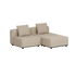 Beiges zweisitziges modulares Outdoor Sofa von sackit mit klaren skandinavischen Linien und weichen Rückenkissen für Garten Terrasse und Balkon