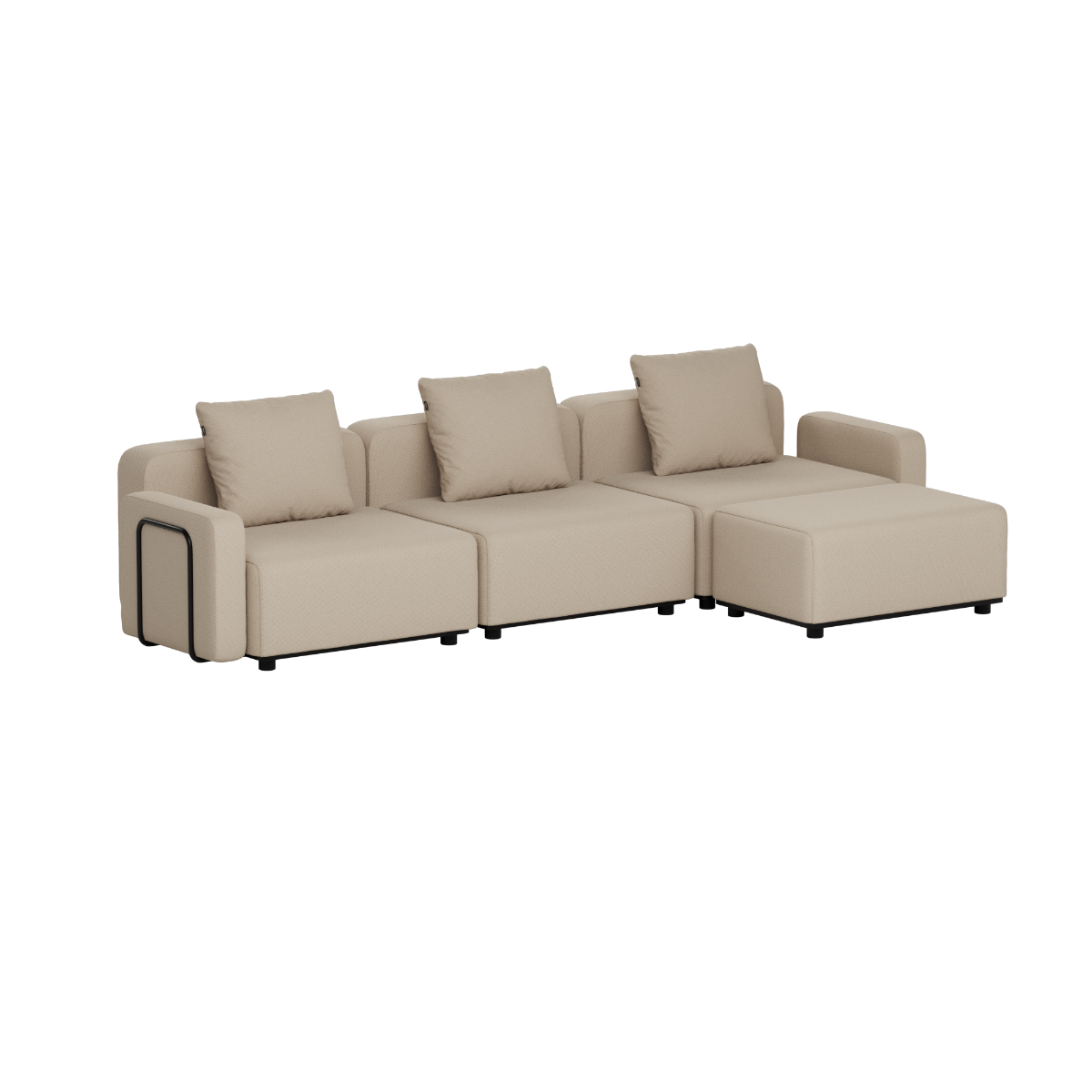 Cobana Lounge Sofa - 3 seater | Cobana Lounge Sofa - 3 seater - Boucle Beige Mit Armlehnen Mit Hocker | SACKit