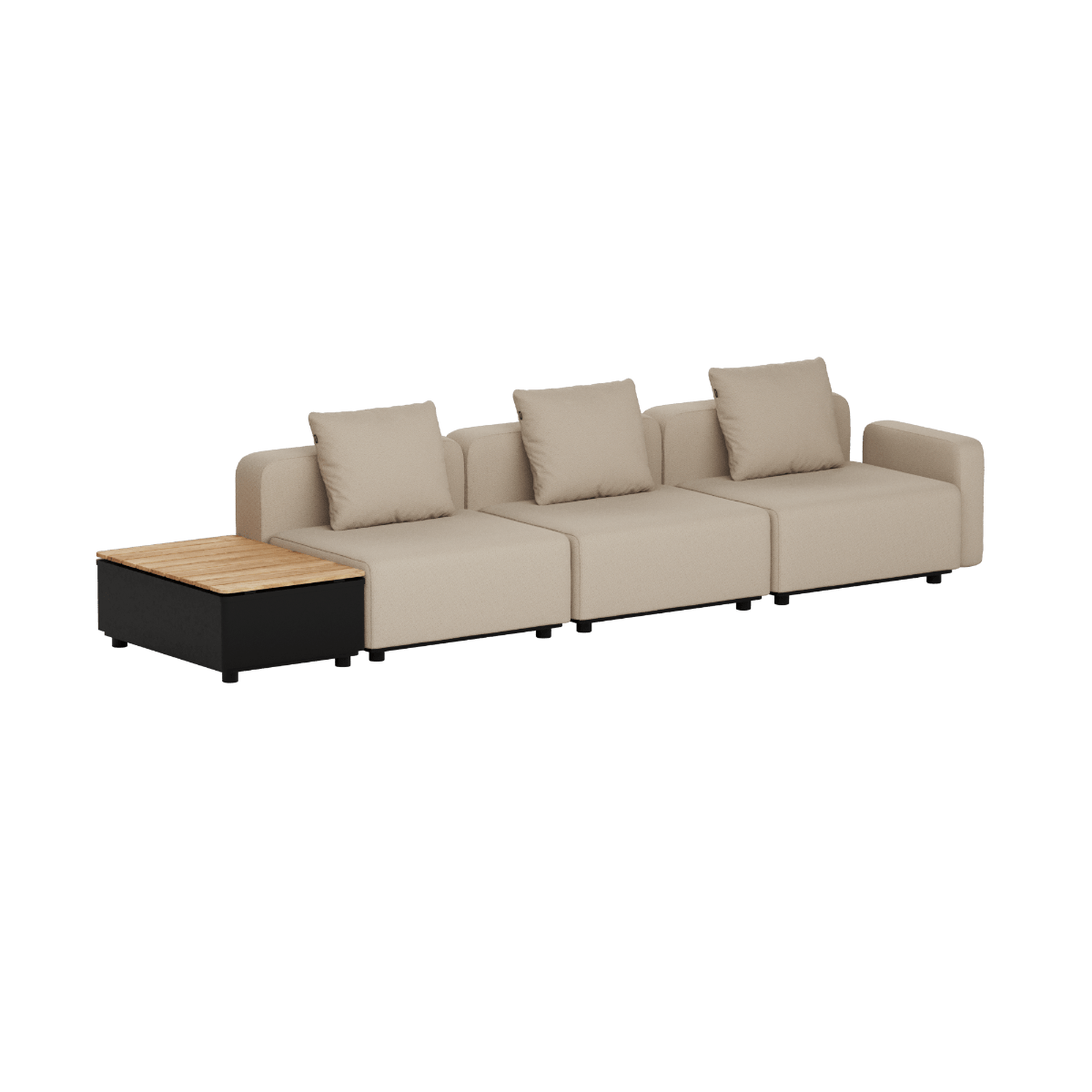 Cobana Lounge Sofa - 3 seater w/ Patio Storage Table | Cobana Lounge Sofa - 3 seater w/ Patio Storage Table - Boucle Beige Mit Armlehnen Ohne Hocker | SACKit