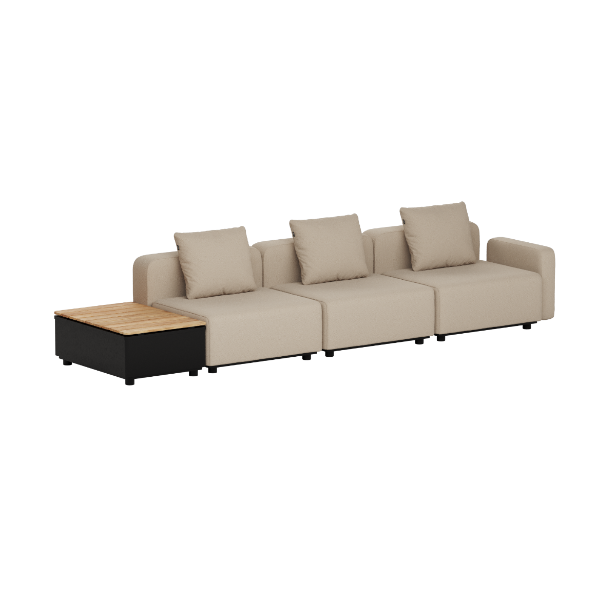 Cobana Lounge Sofa - 3 seater w/ Patio Storage Table | Cobana Lounge Sofa - 3 seater w/ Patio Storage Table - Boucle Beige Mit Armlehnen Ohne Hocker | SACKit